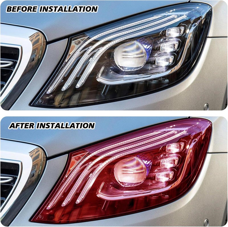 Hirificing Tint Film for Taillight Headlight Fog Light, 12×48 Inches Vinyl Self-Adhesive Car Tail Light Tape, Brake Light Headlight Cover Protection Film Color Shiny Chameleon Sticker (Red) - Image 4